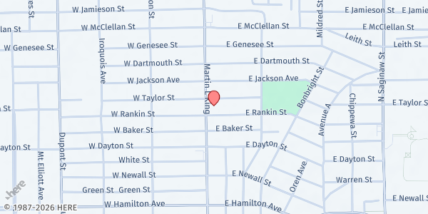 Map showing Salem Lutheran Church at 2610 Martin Luther King St., Flint, MI