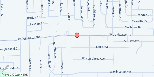 Map showing Salvation Army Flint Beecher Corp - Food Distribution Center at 1475 Coldwater Rd, Flint, MI