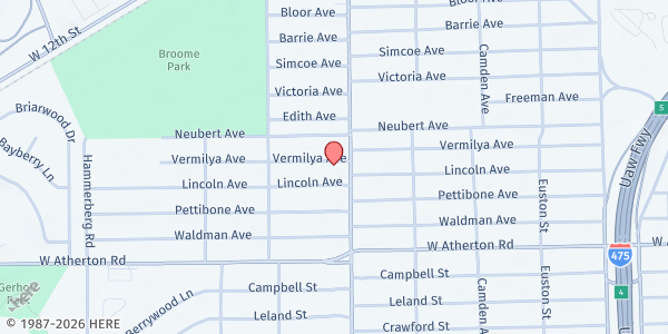 Map showing South Flint Soup Kitchen at 3410 Fenton Rd., Flint, MI