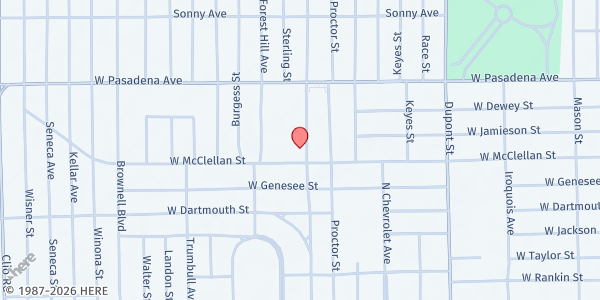 Map showing St. Luke N.E.W. Life Center at 3115 Lawndale Ave, Flint, MI