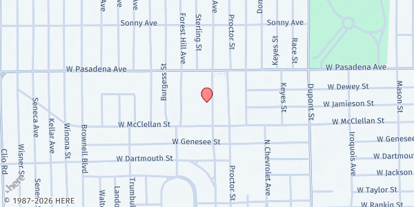 Map showing St. Luke's Catholic Church at 3115 Lawndale Avenue, Flint, MI