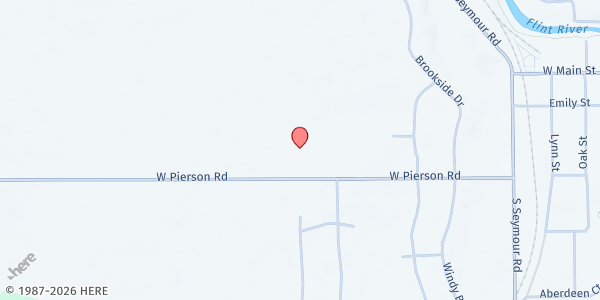 Map showing Flushing Com. Church of Nazaren at 9500 W. Pierson, Flushing, MI