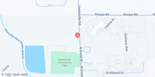 Map showing Family Impact Center - Fowlerville at 735 North Grand Street, Fowlerville, MI