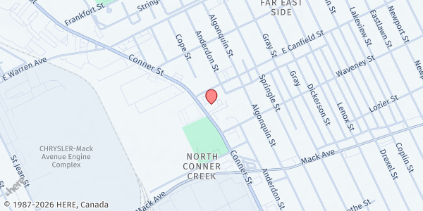 Map showing Capuchin Soup Kitchen - Conner Site at 4390 Conner Street, Fox Creek, MI