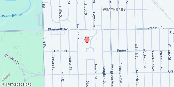 Map showing Kadesh Missionary Baptist Church at 20361 Plymouth Road, Franklin Park, MI