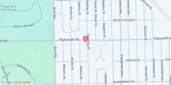 Map showing True Love Evangelistic Ministries at 20501 Plymouth Road, Franklin Park, MI