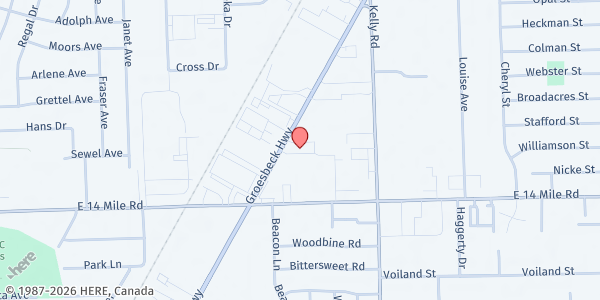 Map showing Hope Center at 33222 Groesbeck Highway, Fraser, MI