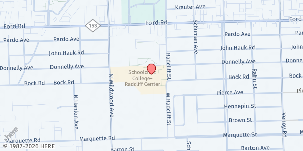 Map showing Our H.O.M.E. Pantry at Radcliff Center at 1751 Radcliff Street, Garden City, MI