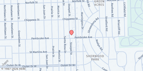 Map showing Open Arms Pantry at 6330 Pembroke Avenue, Garden Homes, MI