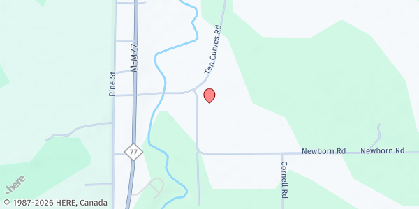 Map showing Christ's Fellowship Ministries/HLM at 8082 Cornell Road, Germfask, MI