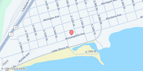 Map showing First Lutheran Church at 1212 Minneapolis Ave, Gladstone, MI