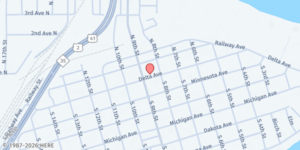 Map showing St. Vincent de Paul Society Thrift Store at 816 Delta Ave, Gladstone, MI