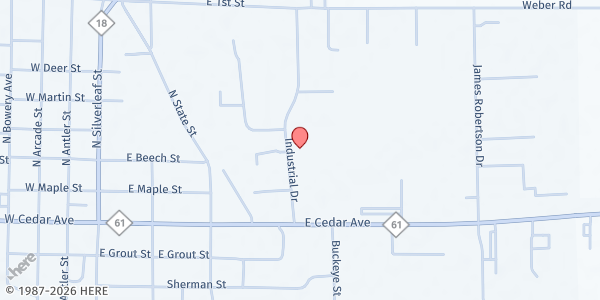 Map showing Arnold Center at 490 Industrial Dr Suite d, Gladwin, MI