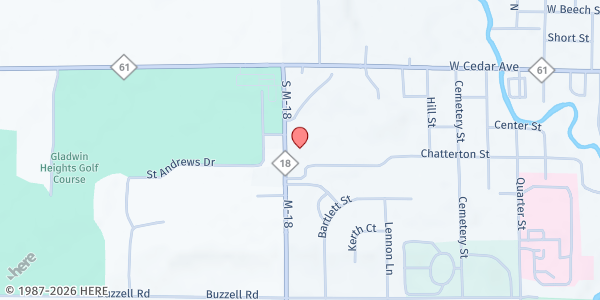 Map showing Mid Michigan Community Action - Gladwin at 1302 Chatterton St #1, Gladwin, MI