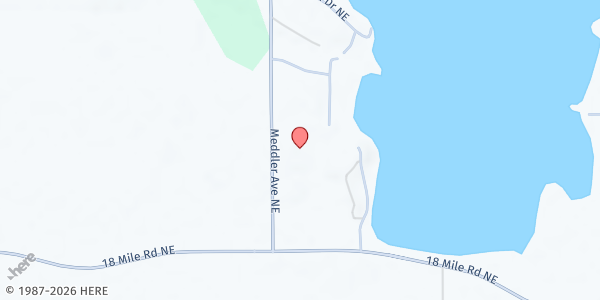 Map showing Kent District Library - Spencer Township Branch (Gather 2 Grow) at 14960 Meddler Ave NE, Gowen, MI