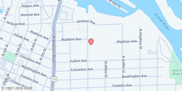 Map showing Love in Action Tri Cities Food Pantry at 326 N Ferry St, Grand Haven, MI