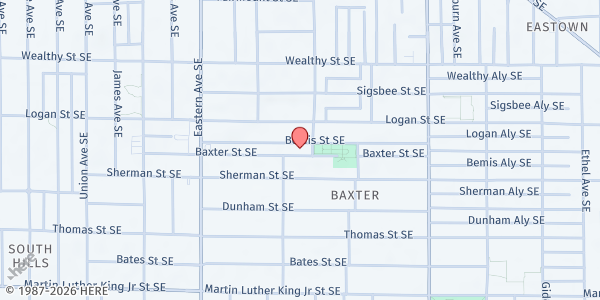 Map showing Baxter Community Center Marketplace at 935 Baxter Street SE, Grand Rapids, MI