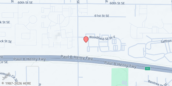 Map showing Bookmobile - Woodfield Community Center at 860 Woodfield E Dr SE, Grand Rapids, MI