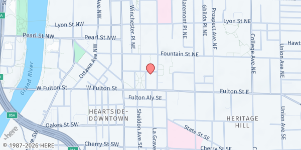 Map showing First Park Congregational U.C.C. at 10 East Park Ave, Grand Rapids, MI