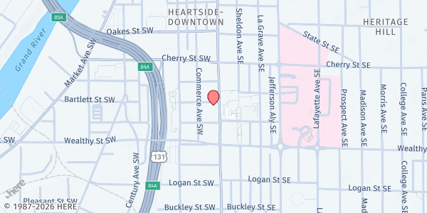 Map showing God's Kitchen at 303 Division Ave S, Grand Rapids, MI