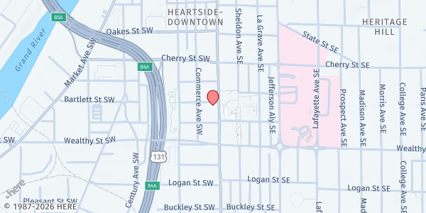 Map showing God's Kitchen/CCWM at 303 Division Ave S, Grand Rapids, MI