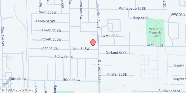 Map showing Kent District Library - Kelloggsville Branch at 4787 Division Ave S, Grand Rapids, MI