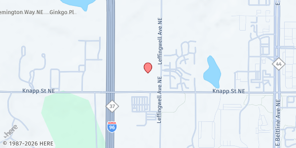 Map showing Life Center Church of the Apostolic Faith at 2777 Knapp St NE, Grand Rapids, MI