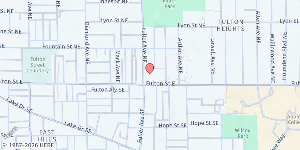 Map showing Salvation Army - Kent County Community Services at 1215 E Fulton St, Grand Rapids, MI