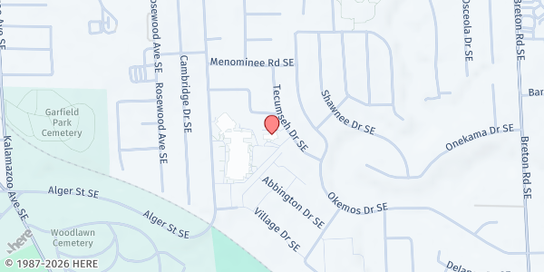 Map showing Shawnee Park Christian Reformed at 2255 Tecumseh Drive SE, Grand Rapids, MI