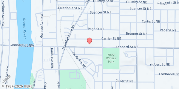 Map showing St. Alphonsus Catholic Church at 224 Carrier St NE, Grand Rapids, MI