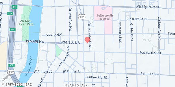 Map showing St. Mark's Episcopal Church Food Pantry at 134 Division Ave N, Grand Rapids, MI