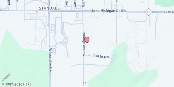 Map showing Standale Reformed Church at 202 Cummings NW, Grand Rapids, MI