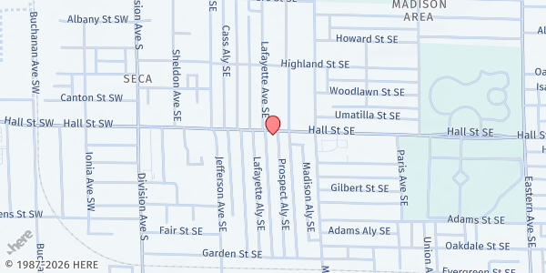 Map showing Together in Faith Ministries at 300 Hall St SE, Grand Rapids, MI