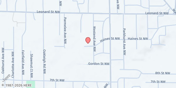 Map showing Westend Christian Reformed Church at 1015 Westend NW, Grand Rapids, MI