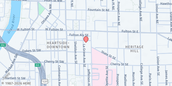 Map showing Westminster Presbyterian Church at 47 Jefferson Ave SE, Grand Rapids, MI