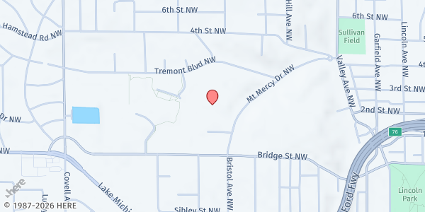 Map showing Westwood Middle School at 1525 Mt. Mercy Dr. NW, Grand Rapids, MI