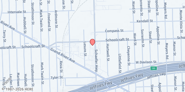 Map showing Disciples of Christ Baptist Church at 13501 Schaefer Highway, Grand River-I96, MI