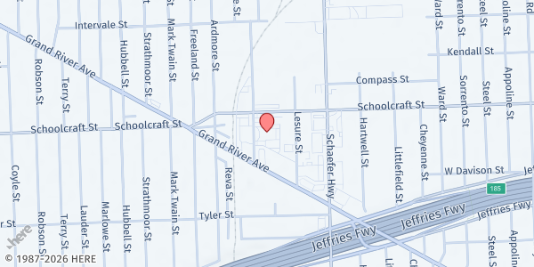 Map showing Evangel Ministries at 13660 Stansbury Avenue, Grand River-I96, MI