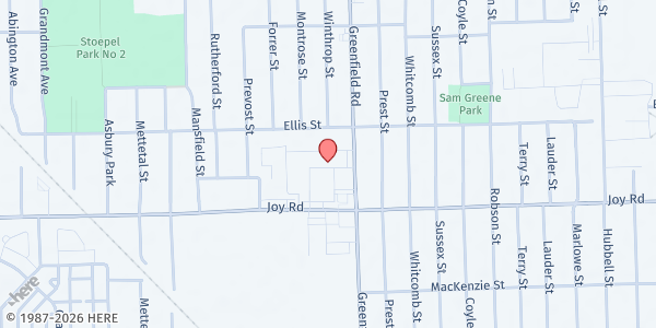 Map showing CNS Healthcare Detroit- West at 15560 Joy Road, Grandale, MI
