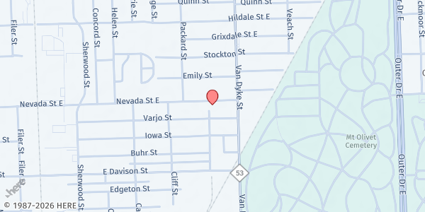Map showing Perfecting Community Church Gleaners Mobile Pantry - Grant at 7616 Nevada Avenue, Grant, MI