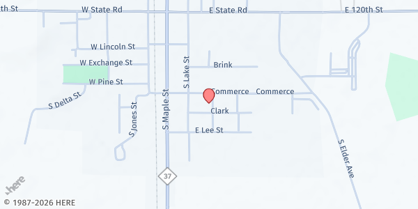 Map showing The Vine Assembly of God Church at 112 Commerce, Grant, MI