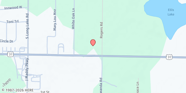 Map showing Redeemer Lutheran Food Pantry at 1896 Rogers Road, Grawn, MI