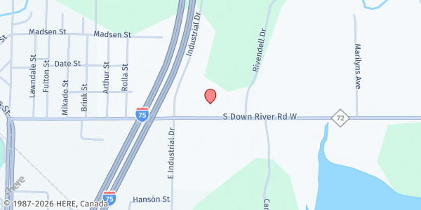 Map showing Crawford Co. Commission on Aging at 4388 M-72 E, Grayling, MI