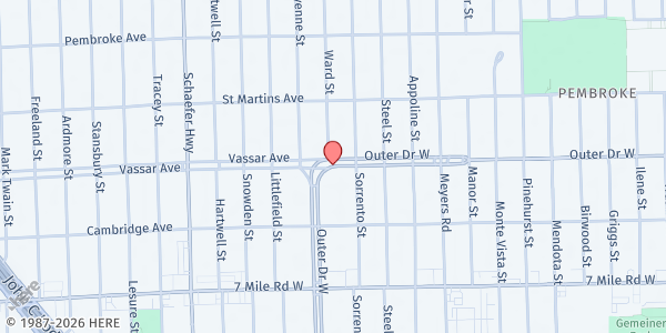 Map showing Trinity Food Pantry at 4849 West Outer Drive, Greenwich, MI