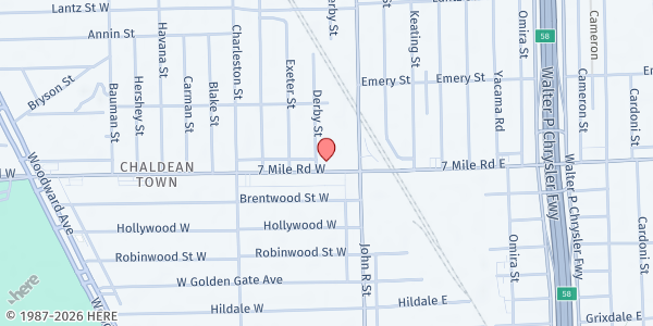 Map showing ACC-America's Community Council at 110 West 7 Mile Road, Grixdale Farms, MI