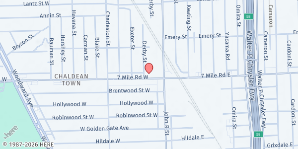Map showing ACC-Arab American & Chaldean Council, Forgotten Harvest Mobile Pantry at 110 West 7 Mile Road, Grixdale Farms, MI