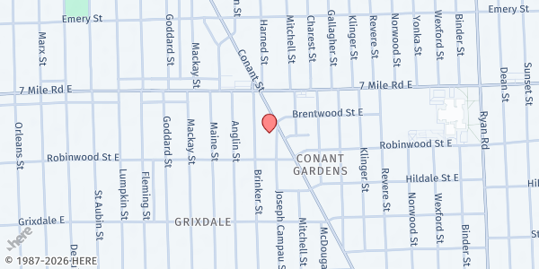 Map showing Conant Gardens at 18801 Joseph Campau Avenue, Grixdale, MI