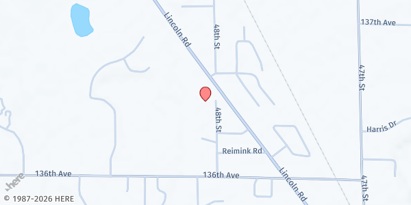 Map showing Hamilton Community Schools - Old Bus Garage at 3644 48th Street, Hamilton, MI