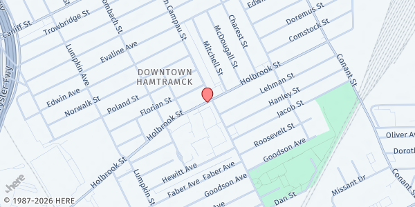 Map showing Hamtramck Town Center at 9215 Joseph Campau Avenue, Hamtramck, MI