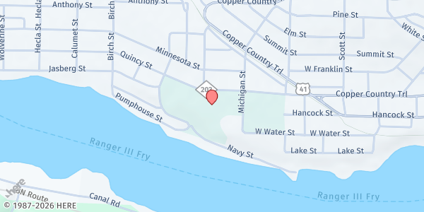 Map showing Gloria Dei Lutheran Church at 1000 W. Quincy St., Hancock, MI